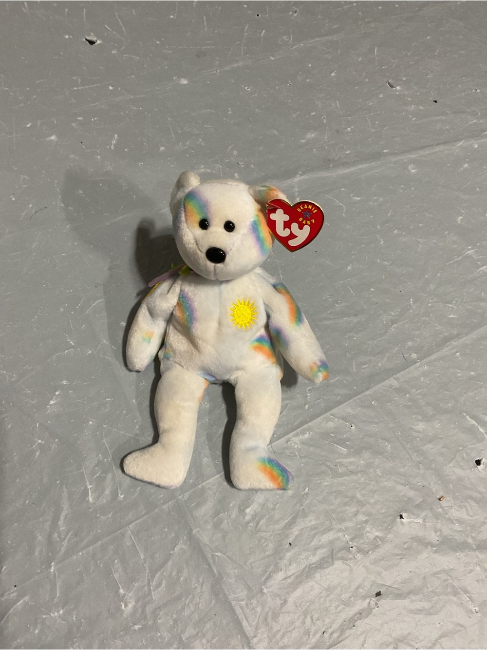 Ty Beanie Baby White Rainbow Bear Plush Toy - Sunny Design